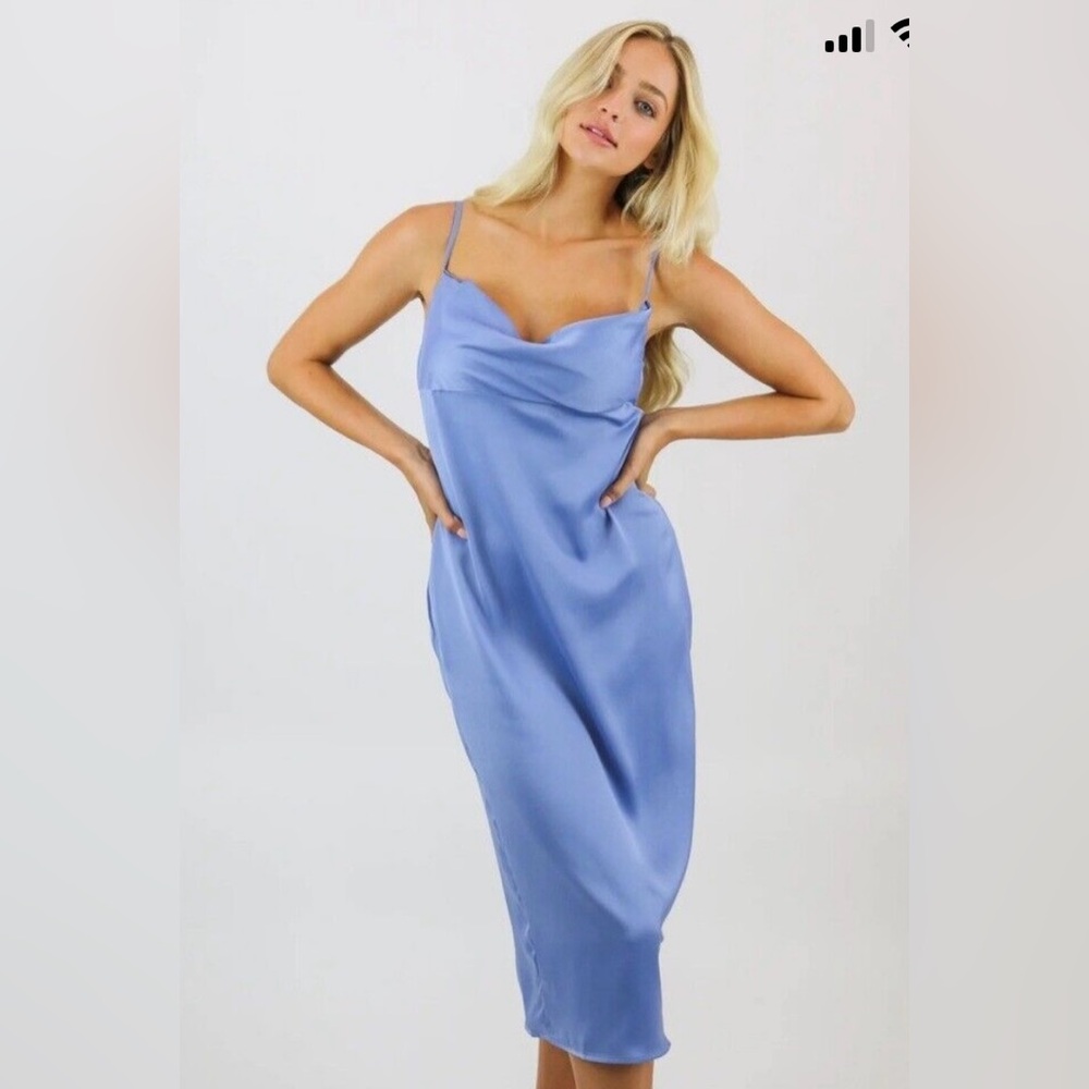 *148.  WeWoreWhat Cowl Satin Charmeuse Dress
